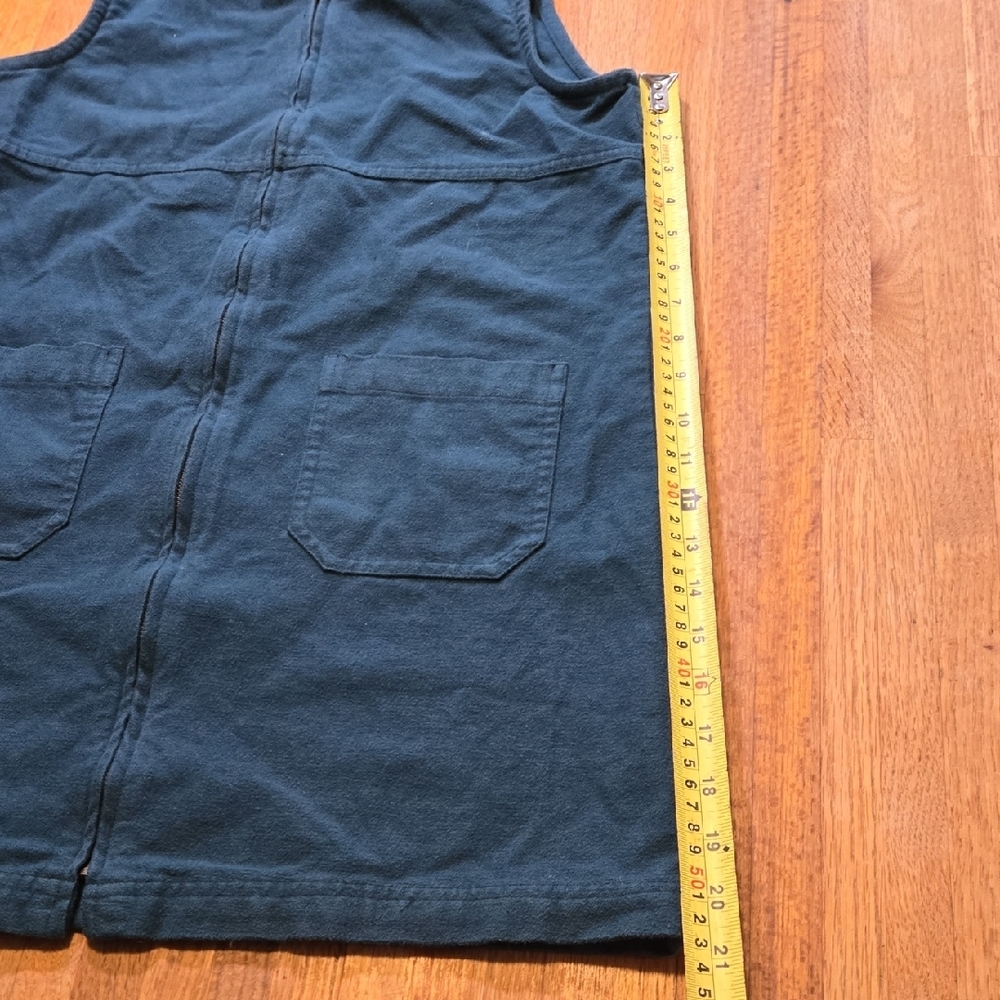 GAP Girls XL Dark Teal Cotton Front Full Zip Sleeveless Pocket Jumper Dress - Picture 5 of 7